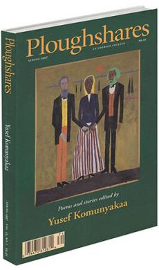 A journal cover of artwork depicting three people holding hands in front of a green background